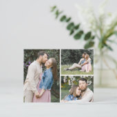 Bewaar de datum Waterverf Bloemenbruiloft 3-foto Briefkaart (Staand voorkant)