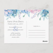 Bewaar de datum Waterverf Bloemenbruiloft 3-foto Briefkaart (Achterkant)