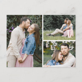 Bewaar de datum Waterverf Bloemenbruiloft 3-foto Briefkaart