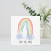 bewaar de datum waterverf geschilderde regenboog save the date (Staand voorkant)