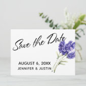 Bewaar de datum waterverf lavendelbloemen save the date (Staand voorkant)