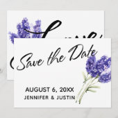 Bewaar de datum waterverf lavendelbloemen save the date (Voorkant / Achterkant)