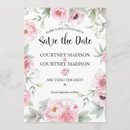 Bewaar de datum waterverf roze rozen bloemen save the date