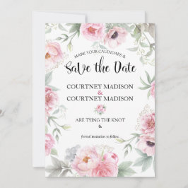 Bewaar de datum waterverf roze rozen bloemen save the date