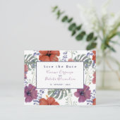 Bewaar de datum waterverf tropische bloem hibiscus briefkaart (Staand voorkant)