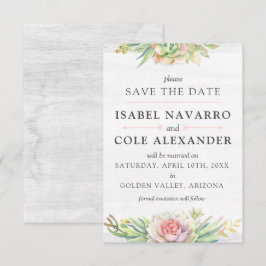 Bewaar de datum Waterverf vettige cactus Kaart