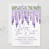 Bewaar de datum waterverf Wisteria lila bruiloft Save The Date (Voorkant)