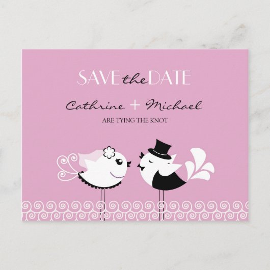 Bewaar de datum Wedding Birds Briefkaart (Voorkant)