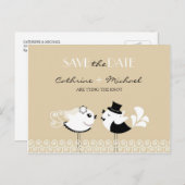 Bewaar de datum Wedding Birds Briefkaart (Voorkant / Achterkant)