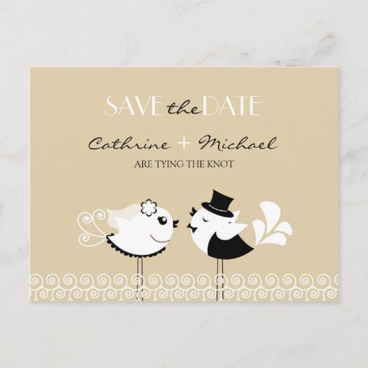 Bewaar de datum Wedding Birds Briefkaart (Voorkant)