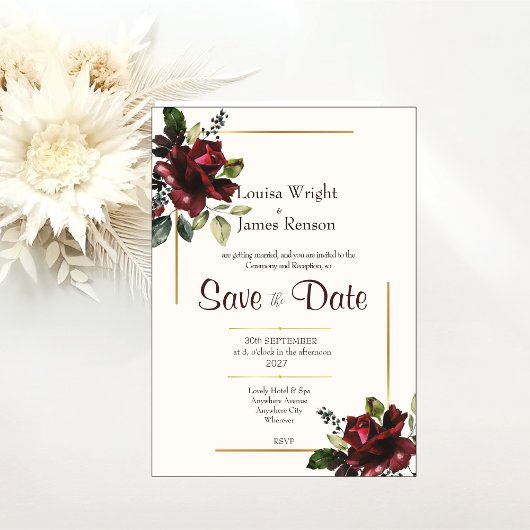 Bewaar de datum, Weelderige bloemen uitnodiging