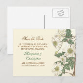 Bewaar de datum White Flowers Elegante briefkaarte Aankondigingskaart (Voorkant / Achterkant)
