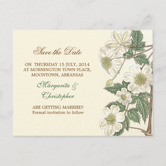 Bewaar de datum White Flowers Elegante briefkaarte Aankondigingskaart (Voorkant)