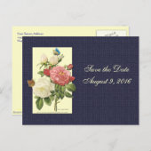 Bewaar de datum White Red Roses Briefkaart (Voorkant / Achterkant)