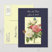 Bewaar de datum White Red Roses Briefkaart (Voorkant / Achterkant)