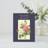 Bewaar de datum White Red Roses Briefkaart (Staand voorkant)