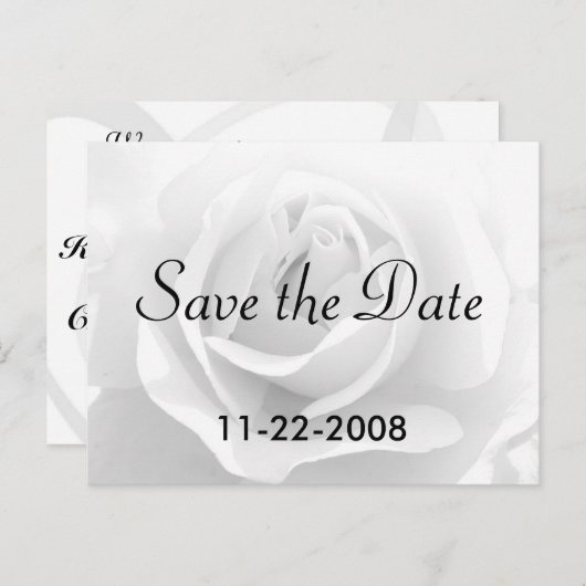 Bewaar de datum White Rose Aankondigingskaart (Voorkant / Achterkant)