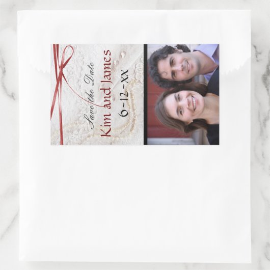 Bewaar de datum Wijnflessen Rechthoekige Sticker (Tas)