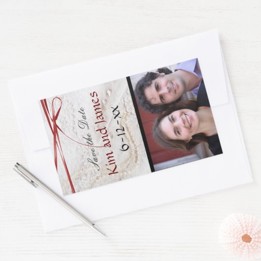 Bewaar de datum Wijnflessen Rechthoekige Sticker (Envelop)