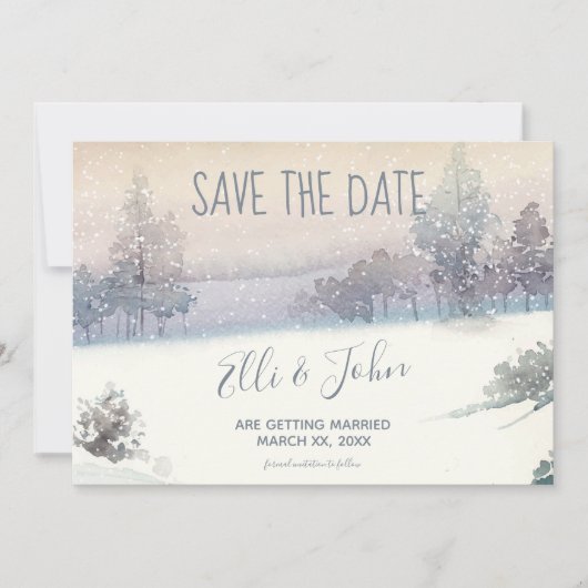 Bewaar de datum Winter bruiloft aankondiging (Voorkant)