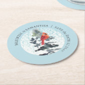 Bewaar de datum Winter bruiloft Ronde Kartonnen Onderzetter (Gebogen)