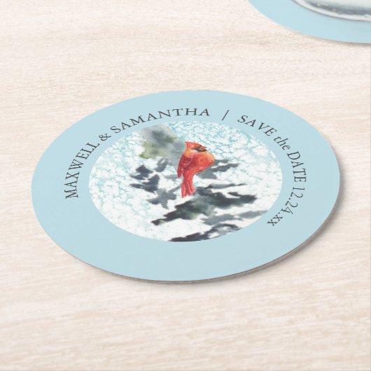 Bewaar de datum Winter bruiloft Ronde Kartonnen Onderzetter (Gebogen)