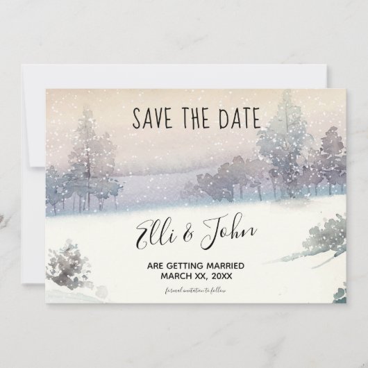 Bewaar de datum Winter bruiloft Save The Date (Voorkant)