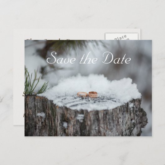 Bewaar de datum - Winter Wedding Aankondigingskaart (Voorkant / Achterkant)