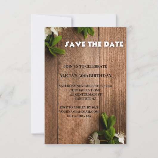 Bewaar de datum Wit Bruin 50ste verjaardag uitnodi Kaart (Voorkant)