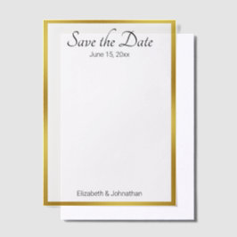 Bewaar de datum Wit en Goud Elegante bruiloft Vellum Uitnodigingen