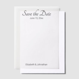 Bewaar de datum Wit en zwart Elegant bruiloft Vellum Uitnodigingen
