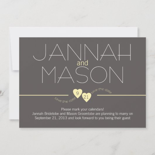 Bewaar de datum Yellow Hearts Save The Date (Voorkant)