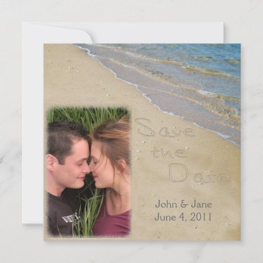 Bewaar de datum - Zand en water aangepaste foto Save The Date (Voorkant)