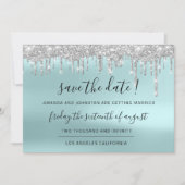Bewaar de datum Zilver Grijs Blauw Vonk Druppels A Save The Date (Voorkant)
