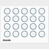 Bewaar de datum zilverblauwe Victoriaanse bloemens Ronde Sticker (Vel)