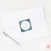 Bewaar de datum zilverblauwe Victoriaanse bloemens Vierkante Sticker (Envelop)