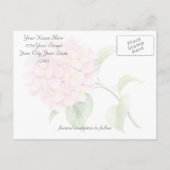 Bewaar de datum zilveren strepen en roze hortensia aankondigingskaart (Achterkant)