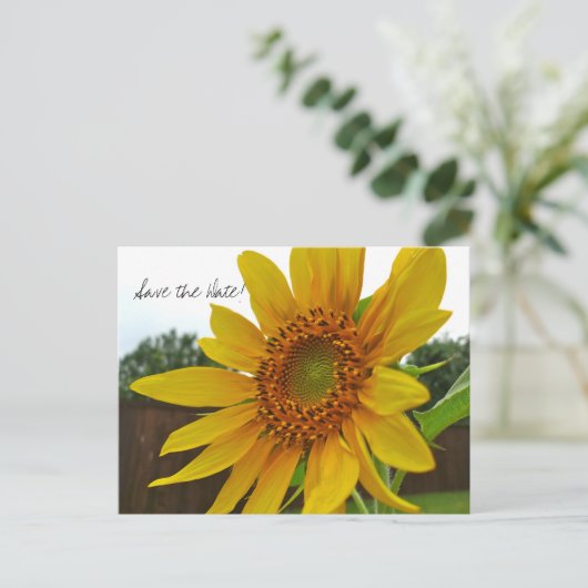 Bewaar de datum Zonnebloem briefkaart (Staand voorkant)