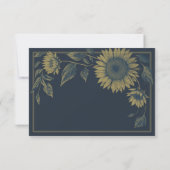 Bewaar de datum zonnebloem navy blauw kaart (Achterkant)