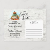 Bewaar de datum Zonnebloem Pompoen Herfst Boerderi Aankondigingskaart (Achterkant)