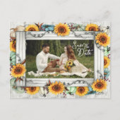 Bewaar de datum Zonnebloem Pompoen Herfst Boerderi Aankondigingskaart (Voorkant)