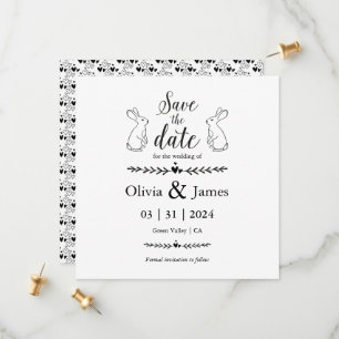 Bewaar de datum Zwart en wit Paasbruiloft Save The Date