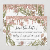 Bewaar de datum Zwarte Roos Bloemige Bos Drips Save The Date (Voorkant / Achterkant)