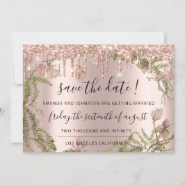 Bewaar de datum Zwarte Roos Bloemige Bos Drips Save The Date