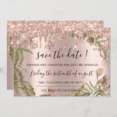 Bewaar de datum Zwarte Roos Bloemige Bos Drips Save The Date (Voorkant / Achterkant)