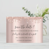 Bewaar de datum Zwarte Roos Glitterende Druppels Save The Date (Staand voorkant)