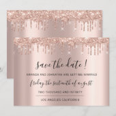Bewaar de datum Zwarte Roos Glitterende Druppels Save The Date (Voorkant / Achterkant)