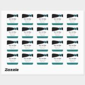 Bewaar de datum Zwarte Sash Turquoise Strik Vierkante Sticker (Vel)