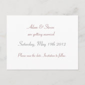 Bewaar de datumkaart met  portret. aankondigingskaart (Achterkant)