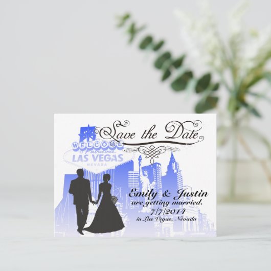 BEWAAR DE DATUMKAARTEN MET UITZICHT OF LAS VEGAS, AANKONDIGINGSKAART (Staand voorkant)